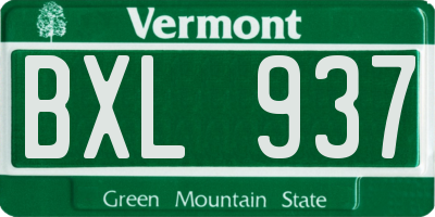 VT license plate BXL937