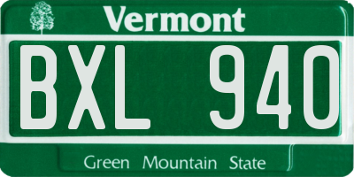 VT license plate BXL940