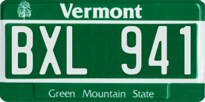 VT license plate BXL941