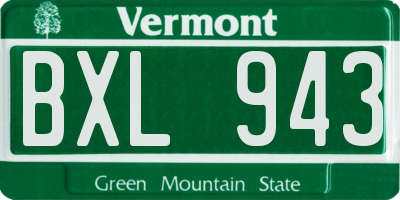 VT license plate BXL943