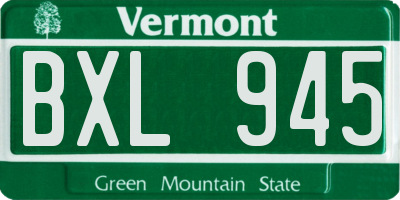 VT license plate BXL945