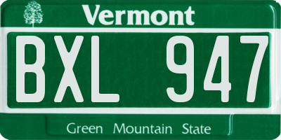 VT license plate BXL947
