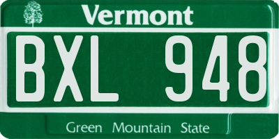 VT license plate BXL948