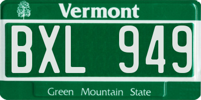VT license plate BXL949