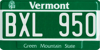 VT license plate BXL950
