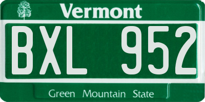 VT license plate BXL952