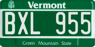 VT license plate BXL955