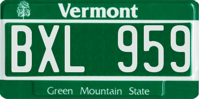 VT license plate BXL959