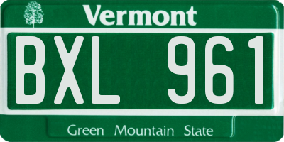 VT license plate BXL961