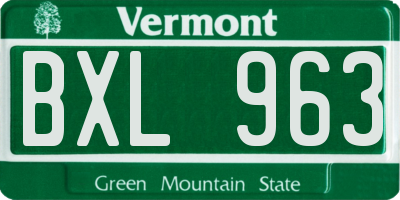 VT license plate BXL963