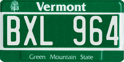 VT license plate BXL964