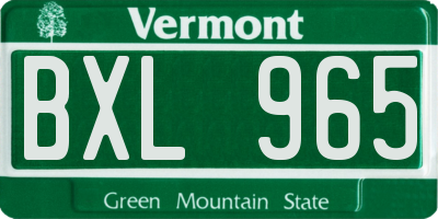 VT license plate BXL965