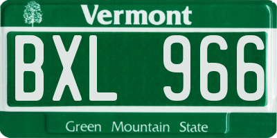 VT license plate BXL966