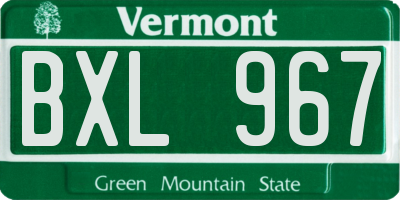 VT license plate BXL967