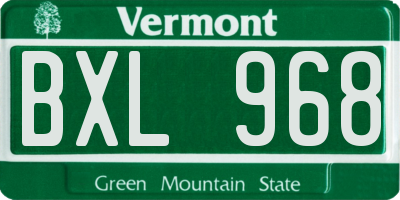 VT license plate BXL968