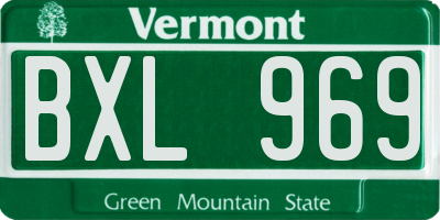 VT license plate BXL969