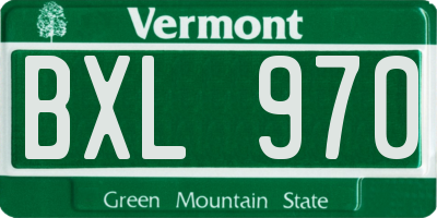 VT license plate BXL970