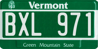 VT license plate BXL971