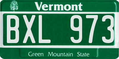 VT license plate BXL973