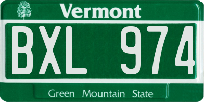 VT license plate BXL974