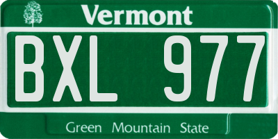 VT license plate BXL977