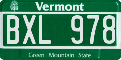 VT license plate BXL978