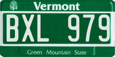 VT license plate BXL979