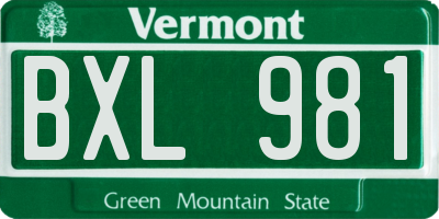 VT license plate BXL981