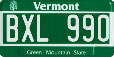VT license plate BXL990