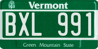 VT license plate BXL991