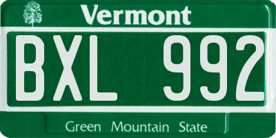 VT license plate BXL992