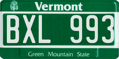 VT license plate BXL993
