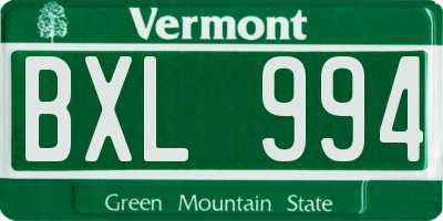 VT license plate BXL994