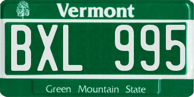 VT license plate BXL995