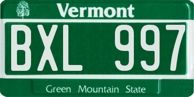 VT license plate BXL997
