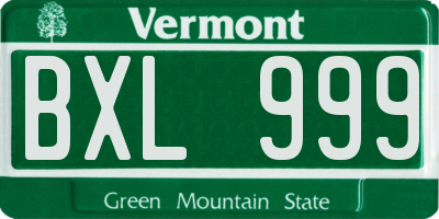 VT license plate BXL999