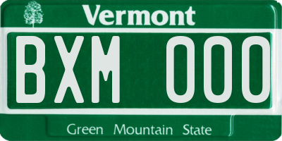 VT license plate BXM000