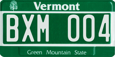 VT license plate BXM004