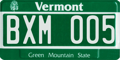 VT license plate BXM005