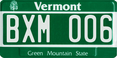 VT license plate BXM006