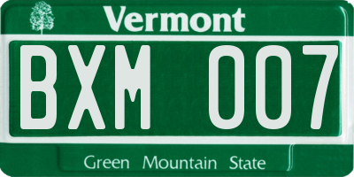 VT license plate BXM007