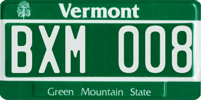 VT license plate BXM008