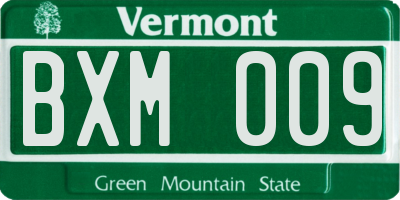 VT license plate BXM009
