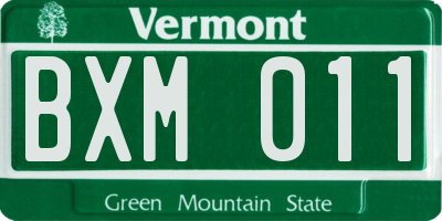 VT license plate BXM011