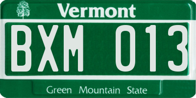 VT license plate BXM013