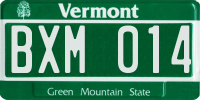 VT license plate BXM014