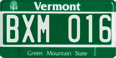 VT license plate BXM016