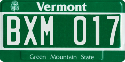 VT license plate BXM017