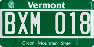 VT license plate BXM018