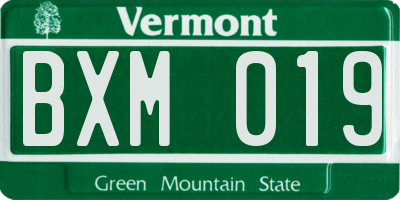 VT license plate BXM019